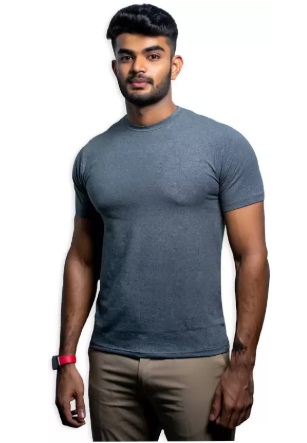 MS TS Men Self Design Round Neck Cotton Blend Grey T Shirt Size M