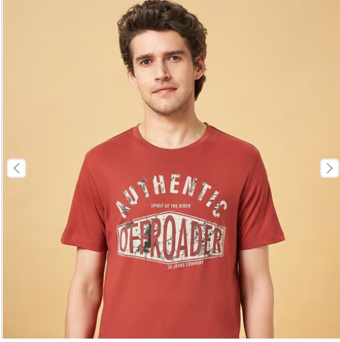 Sf Jeans Rust Slim Fit Printed T-Shirt SIZE-S