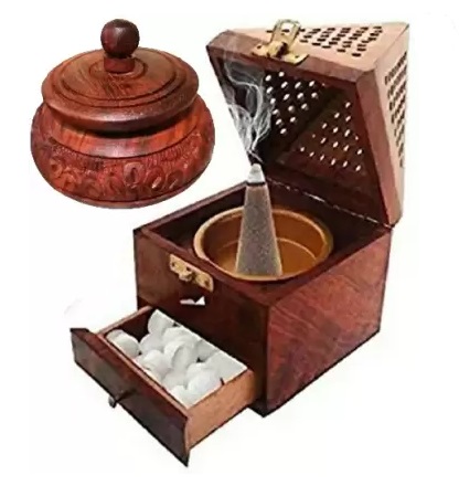 wood boss wooden incense holder Brown