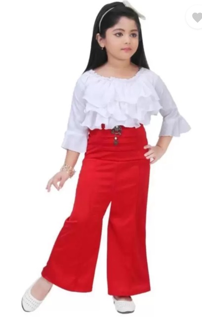 Girls Party Festive Top Pant  RED