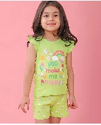 Babyhug Cotton Top And Shorts Set Green Colour 6 To 9 M