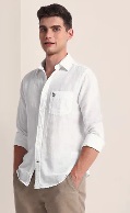 US POLO ASSN MensTailored Fit Linen Blend Shirt Off White XXL