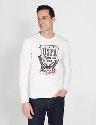 US POLO ASSN Crew Neck Graphic Print Cotton Sweater M Size