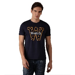 Wrangler Mens Geometric Regular Fit T Shirt Navy Size S