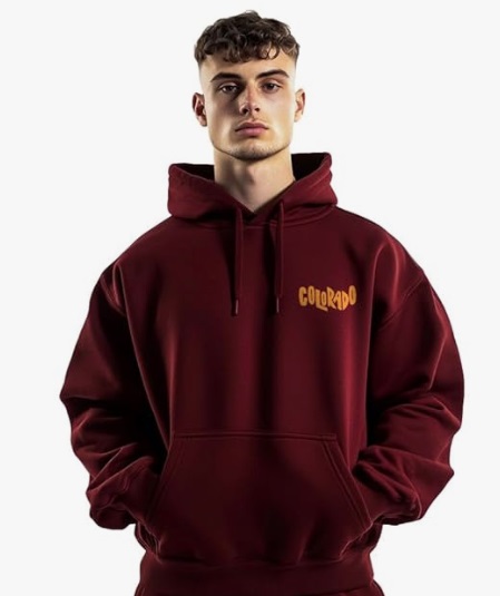 NOBERO Mens Men's Oversized Hoodie Graphic Printed Cotton Fleece Long Sleeve Hooded Sweatshirt Size XL