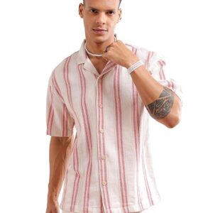 Moda Rapid Co Men Relaxed Fit Striped Resortwear Shirt