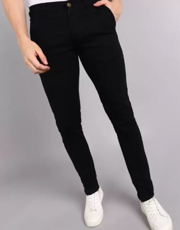 Men Slim Mid Rise Black Jeans