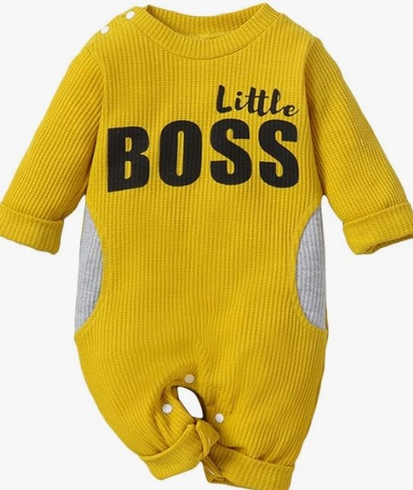 Hopscotch Boys Cotton And Polyester And Spandex Text Print Full Sleeve Bodysuit in Yellow Color Size 0-3M