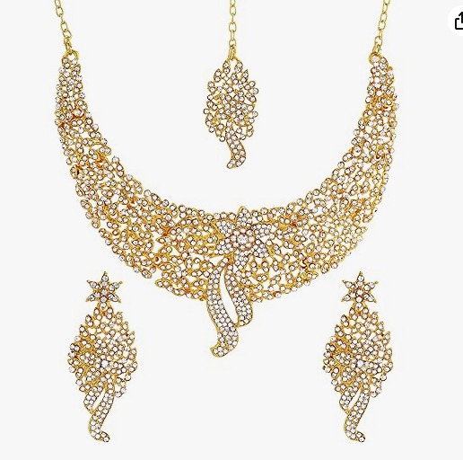 Estele Gehena Gold Plated Traditional Occassional Jewellery Choker Necklace With Earrings For Women