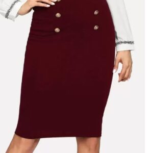 Women Solid Pencil Maroon Skirt