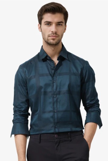 RARE RABBIT TONAL CHECK SHIRT DARK TEAL SIZE XXL