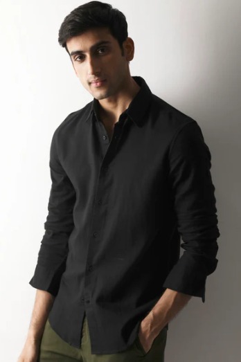 RARE RABBIT DOUBLE LAYER COTTON SHIRT BLACK SIZE L