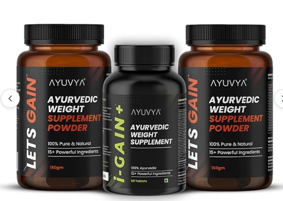 Ayuvya i Gain Lets Gain Weight Gain Combo Helps Improve Appetite Digestion Promotes Muscle Recovery Energy Levels For Men Women 100 Ayurvedic Combo 1i Gain 2 Lets Gain