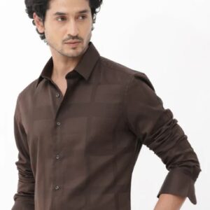 RARE RABBIT TONAL CHECK SHIRT BROWN SIZE XL