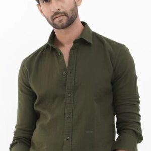 RARE RABBITDOUBLE LAYER COTTON SHIRT OLIVE SIZE S