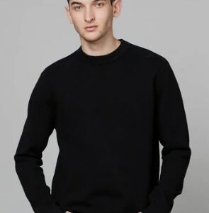 Black Solid CottonPoly Blend Sweater size medium