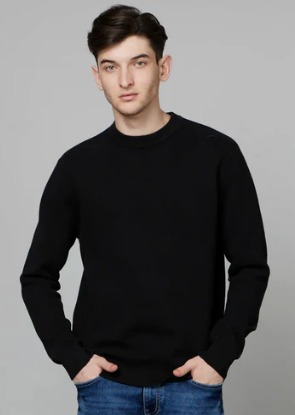 Black Solid CottonPoly Blend Sweater size medium