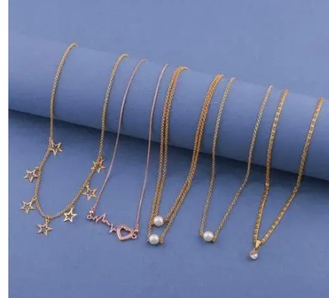 SHRADDHA Enterprise Combo Of 5 Rose Gold Plated Locket Brass Pendant Desinger Jewellery