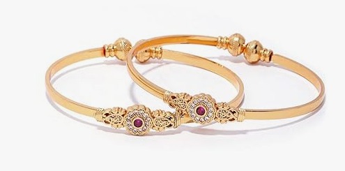 Shining Diva Set Of 2 Gold Plated White Pink Stone Studded Adjustable Bangles For Women