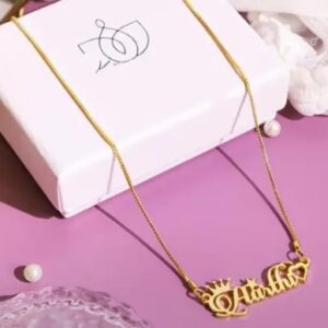 CUSTOMIZED Personalised single NAME NECKLACE WITH CROWN HEARTSTAR Pendant Keychain With Ur name Or Love One Name With 24k Gold Plating And lazer Engraved Finish YOUR NAME ADDRESS FIRST name