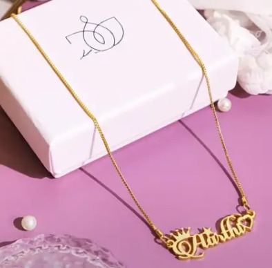 CUSTOMIZED Personalised single NAME NECKLACE WITH CROWN HEARTSTAR Pendant Keychain With Ur name Or Love One Name With 24k Gold Plating And lazer Engraved Finish YOUR NAME ADDRESS FIRST name