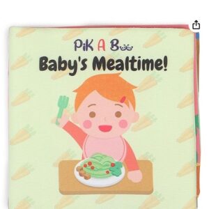 PiK A BOO Baby s Mealtime Sensory Bedtime 15 15 cm 4 Page Story Cloth Book Soft Toy for Baby Infant 6 Months 1 2 3 Years Crinkle Page Early Learning