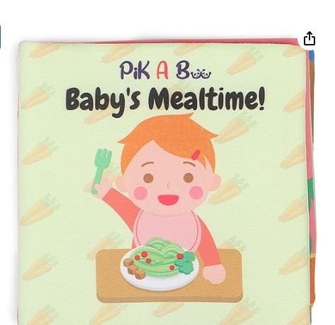 PiK A BOO Baby s Mealtime Sensory Bedtime 15 15 cm 4 Page Story Cloth Book Soft Toy for Baby Infant 6 Months 1 2 3 Years Crinkle Page Early Learning