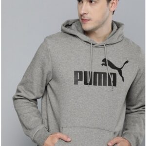Puma Men Grey Melange Essential Big Logo Hooded Sweatshirt Size XXL
