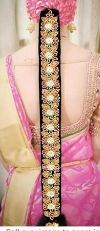 Ritoza Maggam Work Poola Jada for Wedding Bridal Bharatanatyam Savaram Hair Braid Braid ExtensionMulticolor