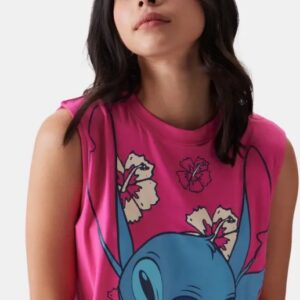 The Souled Store Casual Sleeveless Printed Women Pink Top XL