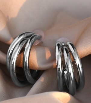 JOKER WITCH Silver Circular Hoop Earrings