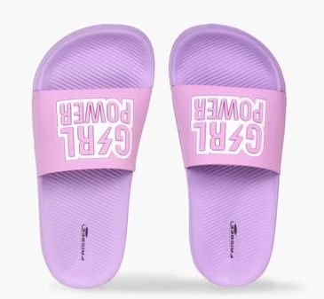 FRISBEE Girls Typographic Embossed Slip On Slides size 12