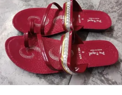 Private Label womens footawear Size 6 Red with silver color