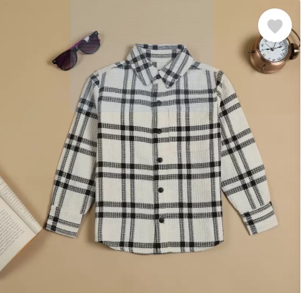 Private Label Boys Relaxed Fit Fit Checkered Spread Collar Casual Shirt