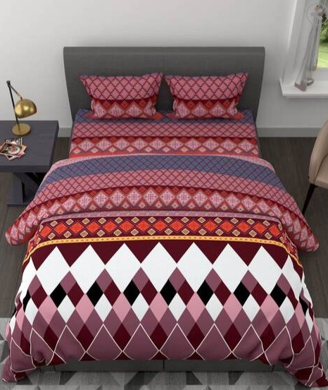 BIANCA 150 GSM Geometric Print King Size Comforter with Bedsheet Pillow Covers DOUBLE