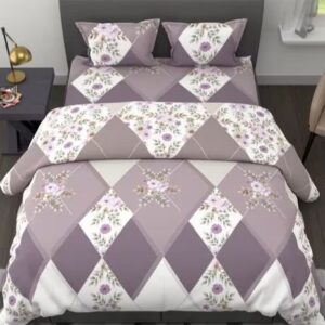 BIANCA 150 GSM Floral Print King Size Comforter with Bedsheet Pillow Covers DOUBLE KHAKI IVORY COMF1163