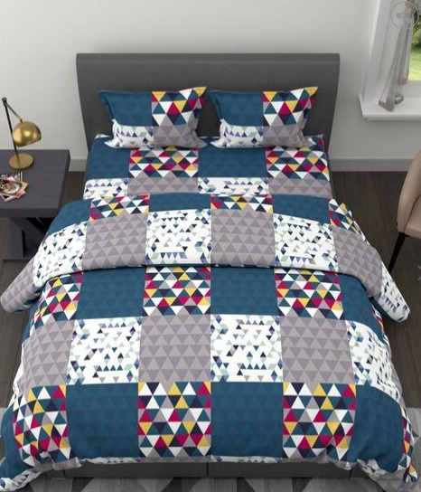 BIANCA Printed Double Comforter Set 1N DOUBLE COMFORTER 1N DOUBLE BEDSHEET 2N PILLOW COVER BLUE COLOUR COMF1175