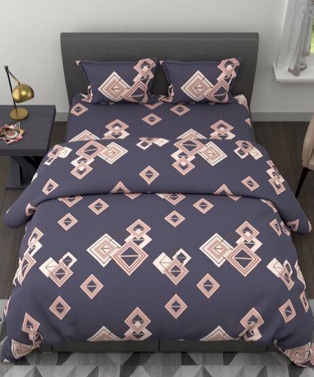 BIANCA150 GSM Geometric Print King Size Comforter with Bedsheet Pillow Covers COLOUR SLATE MULTI COMF1187