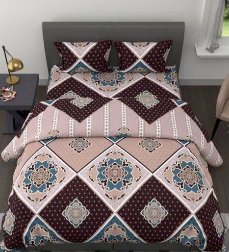 BIANCA Printed 1N Double Comforter 1N DOUBLE BEDSHEET 2N PILLOW CHOCOLATE MULTI COMF1167