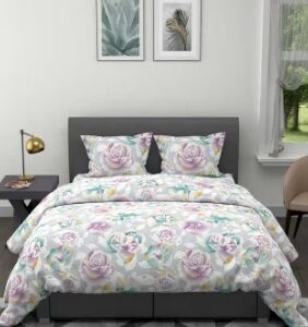 BIANCA Floral Polyester Double Double Comforter And Bedsheet 192 TC IVORY MULTI COMF1174