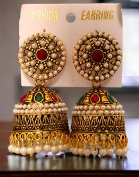 5 Mukhi Rudraksha With Brass Gold Cap Premium Trishul Pendant Chain