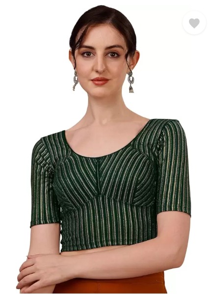 Private Label Round Neck Women Blouse Green