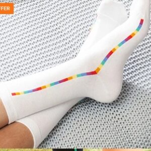 Private Label Aloe Soft Calf Length Socks Pride Steps White