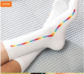 Private Label Aloe Soft Calf Length Socks Pride Steps White