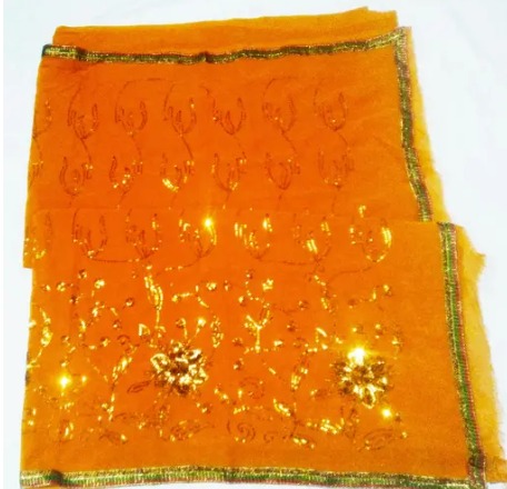 Yellow and Golden Embroderied Chiffon Saree for Women