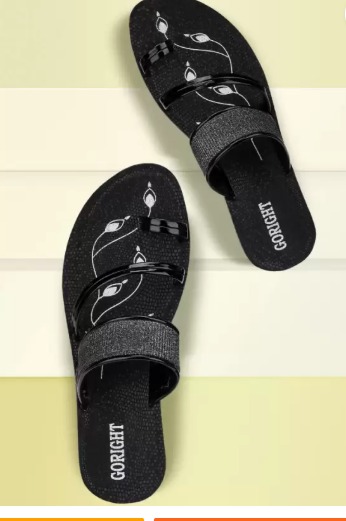 Private Label Women Flats Sandal Black Size 8