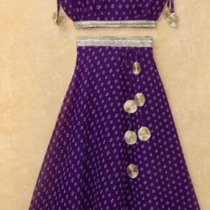 Fairies Forever Girls Purple Bandhani Print Blouse and Lehenga Ethnic Set 9 10 Years