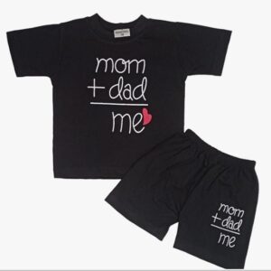 Private Label Mom Dad Smile D7 Text Printed Cotton Baby Black 6 Month