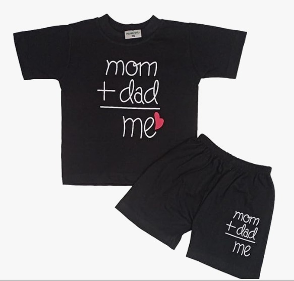 Private Label Mom Dad Smile D7 Text Printed Cotton Baby Black 6 Month