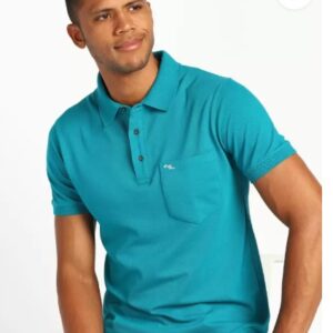 Private Label Men Solid Polo Neck Cotton Blend Blue TShirt Size XXL